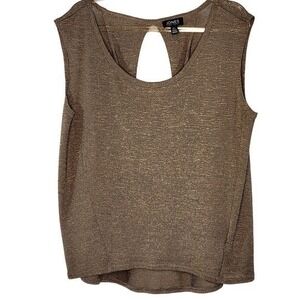 Jones New York Women's Metallic Knit Sleeveless Top Cutout Back Size‎ L EUC